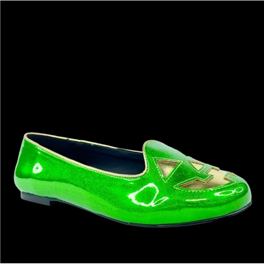 Strange Cvlt Lydia Jack Green Glitter/Gold Limited Edition Flats Loafers Size 10